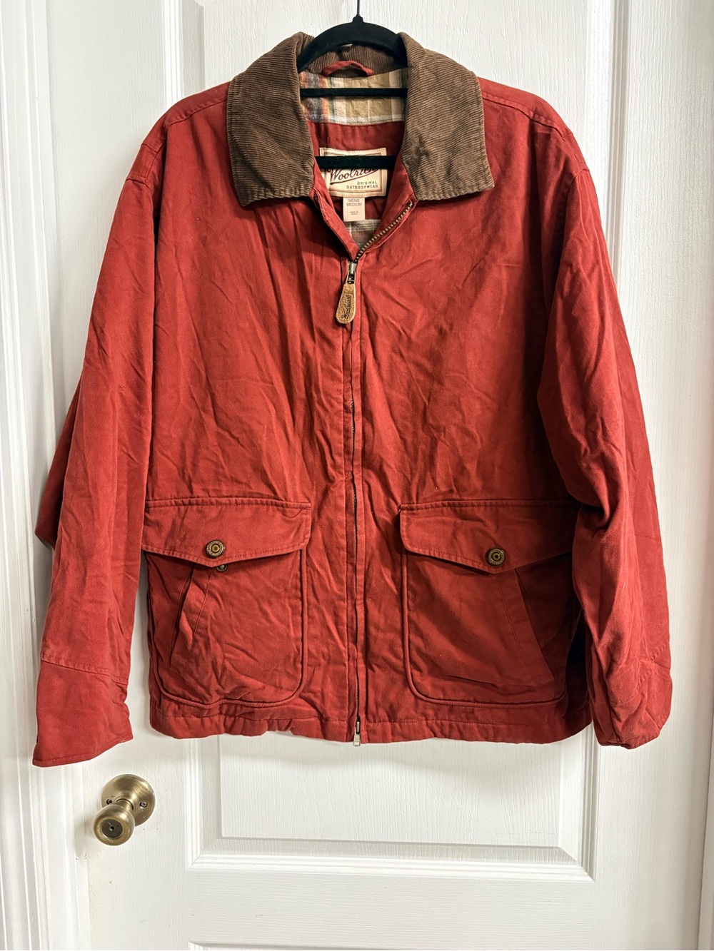 Woolrich Cayenne Red Jacket with Brown Corduroy Collar